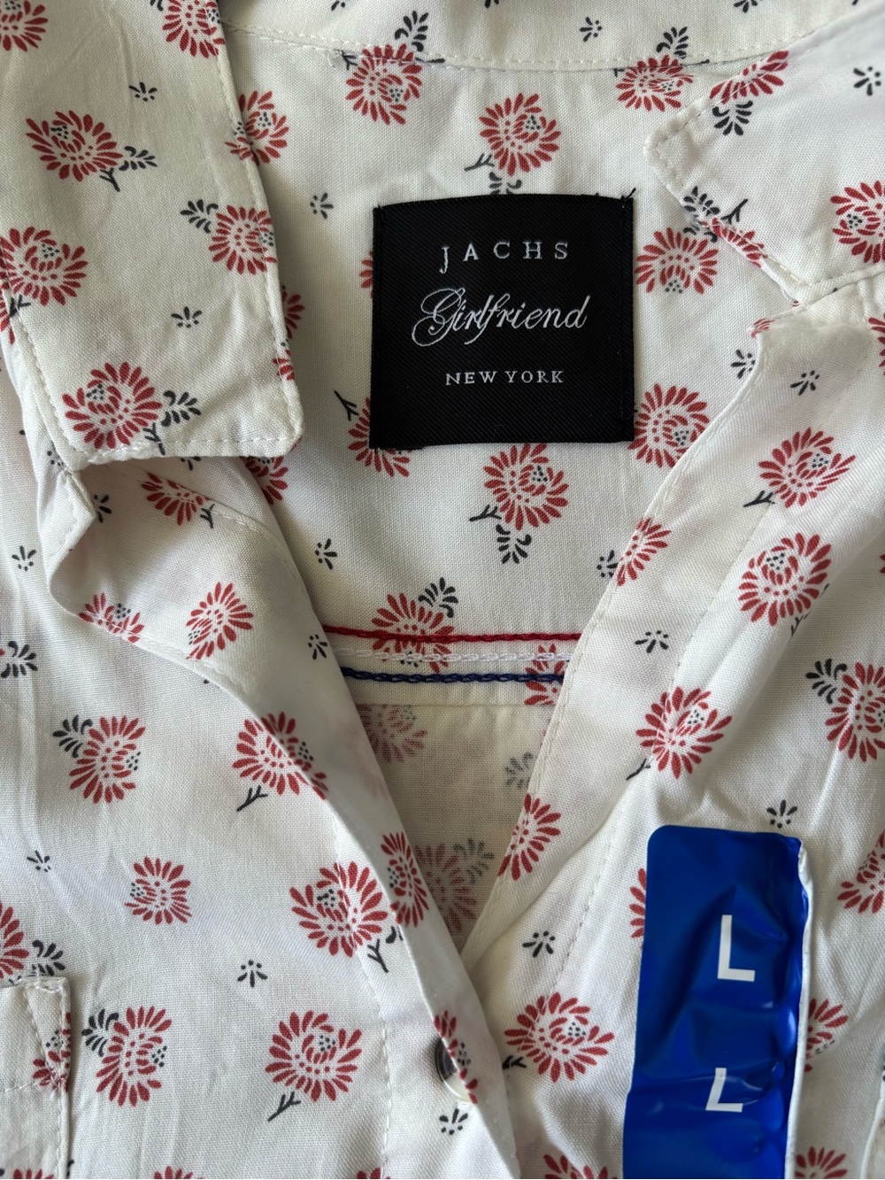 Jachs Girlfriend Ladies Short Sleeve Loose Fit Blouse, Size L, NWT